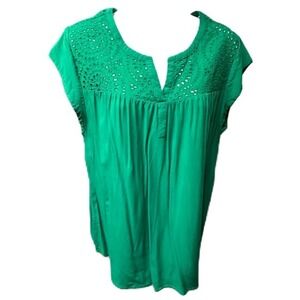 Pale Sky Short Cap Sleeve Size Large Green‎ Top
